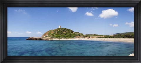 Framed Torre di Chia with the Saracen Tower at the Costa del Sud, Sulcis, Sardinia, Italy Print