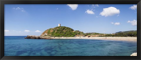 Framed Torre di Chia with the Saracen Tower at the Costa del Sud, Sulcis, Sardinia, Italy Print