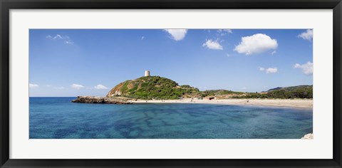 Framed Torre di Chia with the Saracen Tower at the Costa del Sud, Sulcis, Sardinia, Italy Print