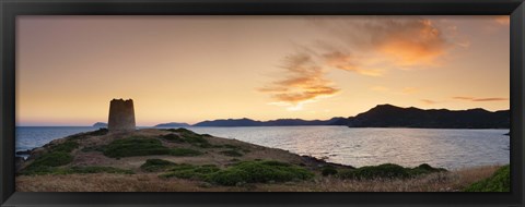 Framed Tower at the seaside, Saracen Tower, Costa del Sud, Sulcis, Sardinia, Italy Print