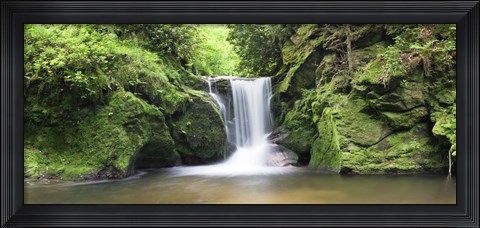 Framed Water in a forest, Geroldsau Waterfall, Black Forest, Baden-Wurttemberg, Germany Print