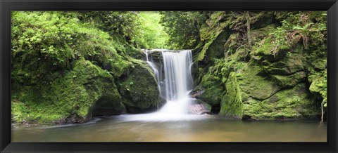 Framed Water in a forest, Geroldsau Waterfall, Black Forest, Baden-Wurttemberg, Germany Print