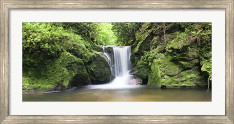 Framed Water in a forest, Geroldsau Waterfall, Black Forest, Baden-Wurttemberg, Germany Print