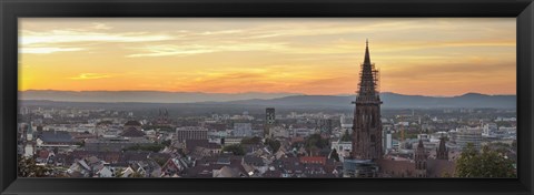 Framed Tower of a cathedral, Freiburg Munster, Baden-Wurttemberg, Germany Print