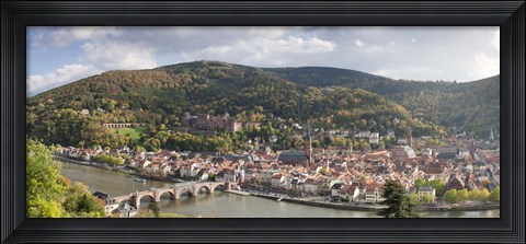 Framed Aerial view of a bridge across a river, Heidelberg, Baden-Wurttemberg, Germany Print