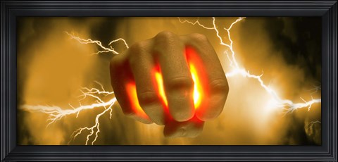 Framed Lightning coming out of hand Print