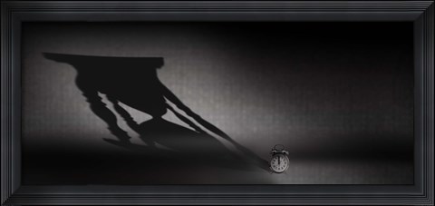Framed Clock with hourglass shadow Print