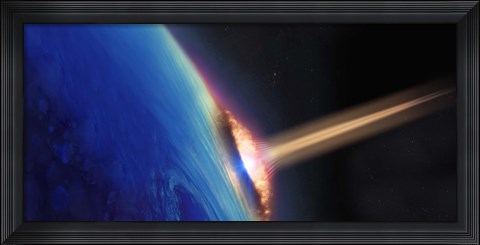 Framed Comet crashing into earth Print