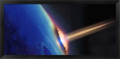 Framed Comet crashing into earth Print