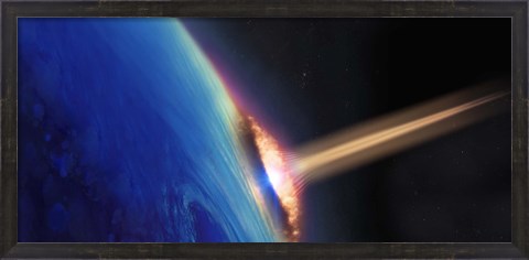Framed Comet crashing into earth Print