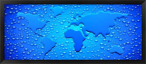 Framed Water drops forming continents Print