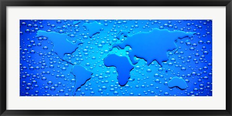 Framed Water drops forming continents Print