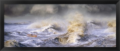 Framed Small boat in storm Print