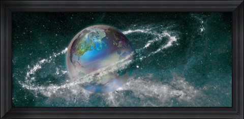 Framed Earth in star field Print