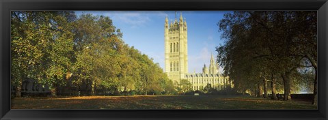 Framed Victoria Tower at a government building, Houses of Parliament, London, England Print