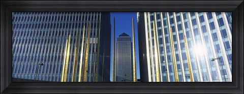Framed Buildings in a city, Canada Square Building, Canary Wharf, Isle of Dogs, London, England Print
