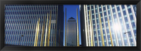 Framed Buildings in a city, Canada Square Building, Canary Wharf, Isle of Dogs, London, England Print