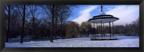 Framed Bandstand in snow, Regents Park, London, England Print