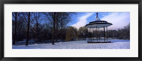 Framed Bandstand in snow, Regents Park, London, England Print