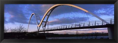 Framed Modern bridge over a river, Infinity Bridge, River Tees, Stockton-On-Tees, Cleveland, England Print