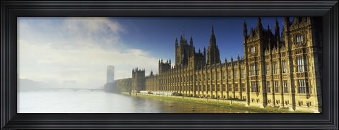 Framed Government building at the waterfront, Houses Of Parliament, Thames River, London, England Print