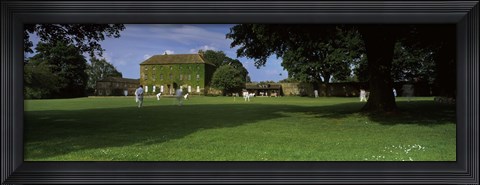Framed Cricket match on the green at Crakehall, Bedale, North Yorkshire, England Print