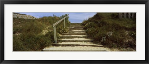 Framed Steps onto a beach, Pontusval, Brignogan-Plage, Brittany, France Print