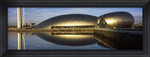 Framed Reflection of the Glasgow Science Centre in River Clyde, Glasgow, Scotland Print