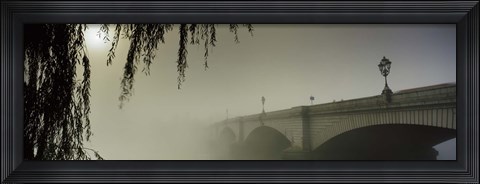 Framed Putney Bridge during fog, Thames River, London, England Print