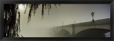 Framed Putney Bridge during fog, Thames River, London, England Print