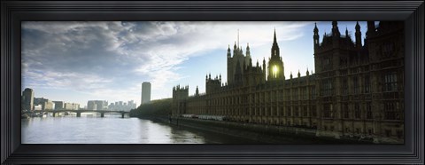 Framed Houses of Parliament at the waterfront, Thames River, London, England Print