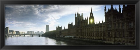 Framed Houses of Parliament at the waterfront, Thames River, London, England Print