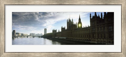 Framed Houses of Parliament at the waterfront, Thames River, London, England Print