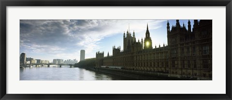 Framed Houses of Parliament at the waterfront, Thames River, London, England Print