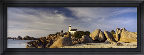 Framed Pontusval Lighthouse, Brignogan-Plage, Finistere, Brittany, France Print