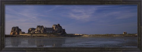 Framed Cottage between the rocks, Du Gouffre, Plougrescant, Brittany, France Print