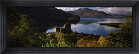 Framed Castle on a hill, Eilean Donan, Loch Duich, Highlands Region, Inverness-Shire, Scotland Print