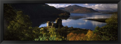 Framed Castle on a hill, Eilean Donan, Loch Duich, Highlands Region, Inverness-Shire, Scotland Print