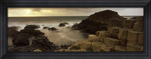 Framed Rock formations in the sea, Giant&#39;s Causeway, County Antrim, Northern Ireland Print