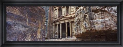 Framed Treasury through the rocks, Wadi Musa, Petra, Jordan Print
