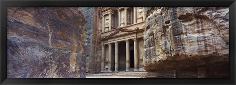 Framed Treasury through the rocks, Wadi Musa, Petra, Jordan Print