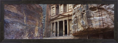 Framed Treasury through the rocks, Wadi Musa, Petra, Jordan Print