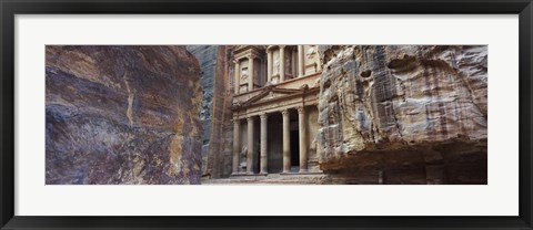 Framed Treasury through the rocks, Wadi Musa, Petra, Jordan Print