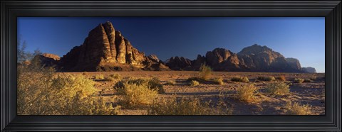 Framed Rock formations on a landscape, Seven Pillars of Wisdom, Wadi Rum, Jordan Print