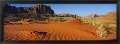 Framed Jebel Qatar from the valley floor, Wadi Rum, Jordan Print