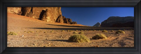 Framed Rock formations in a desert, Wadi Um Ishrin, Wadi Rum, Jordan Print