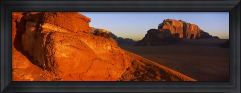 Framed Sand dunes in a desert, Jebel Um Ishrin, Wadi Rum, Jordan Print