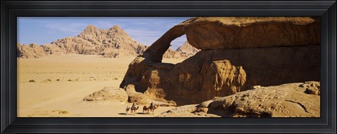Framed Camels at the eye of the eagle arch, Wadi Rum, Jordan Print