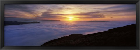 Framed Sunset over a lake, Loch Lomond, Argyll And Bute, Scotland Print