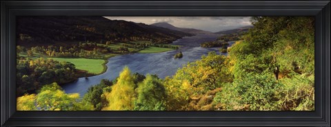 Framed Lake flowing through a forest, Loch Tummel, Pitlochry, Perthshire, Scotland Print